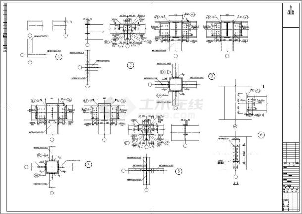 钢框架结构雨棚结构施工图（缺基础平面图）-图二