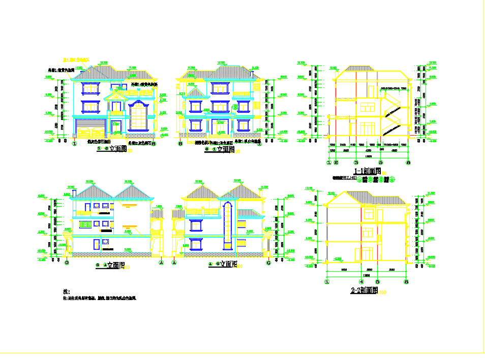 总建筑面积379.92平米三层新农村独栋别墅建筑设计图