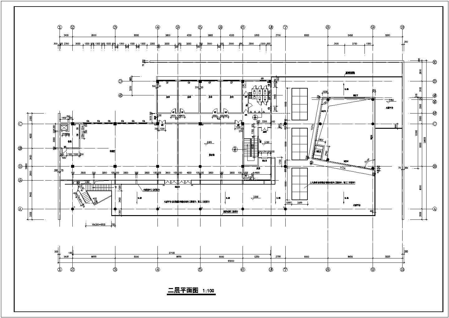 二层超市1516.1平米建筑设计施工图 