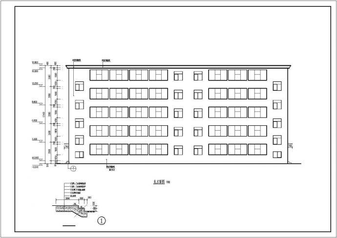 某私立中学五层宿舍楼建筑设计方案图_图1
