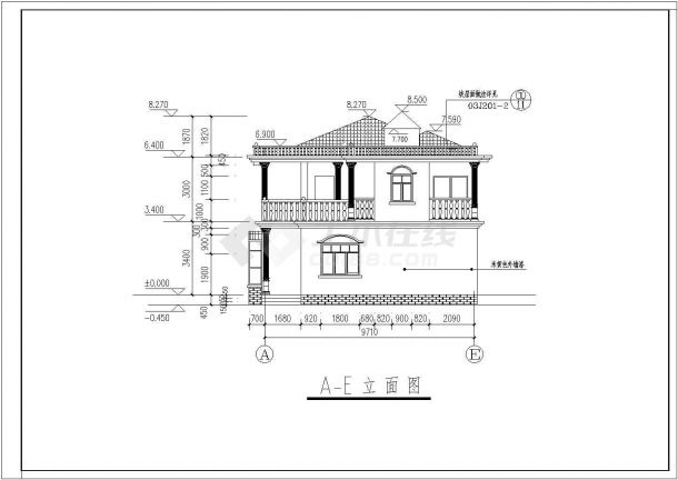 某地二层简欧式别墅建筑方案设计图-图二