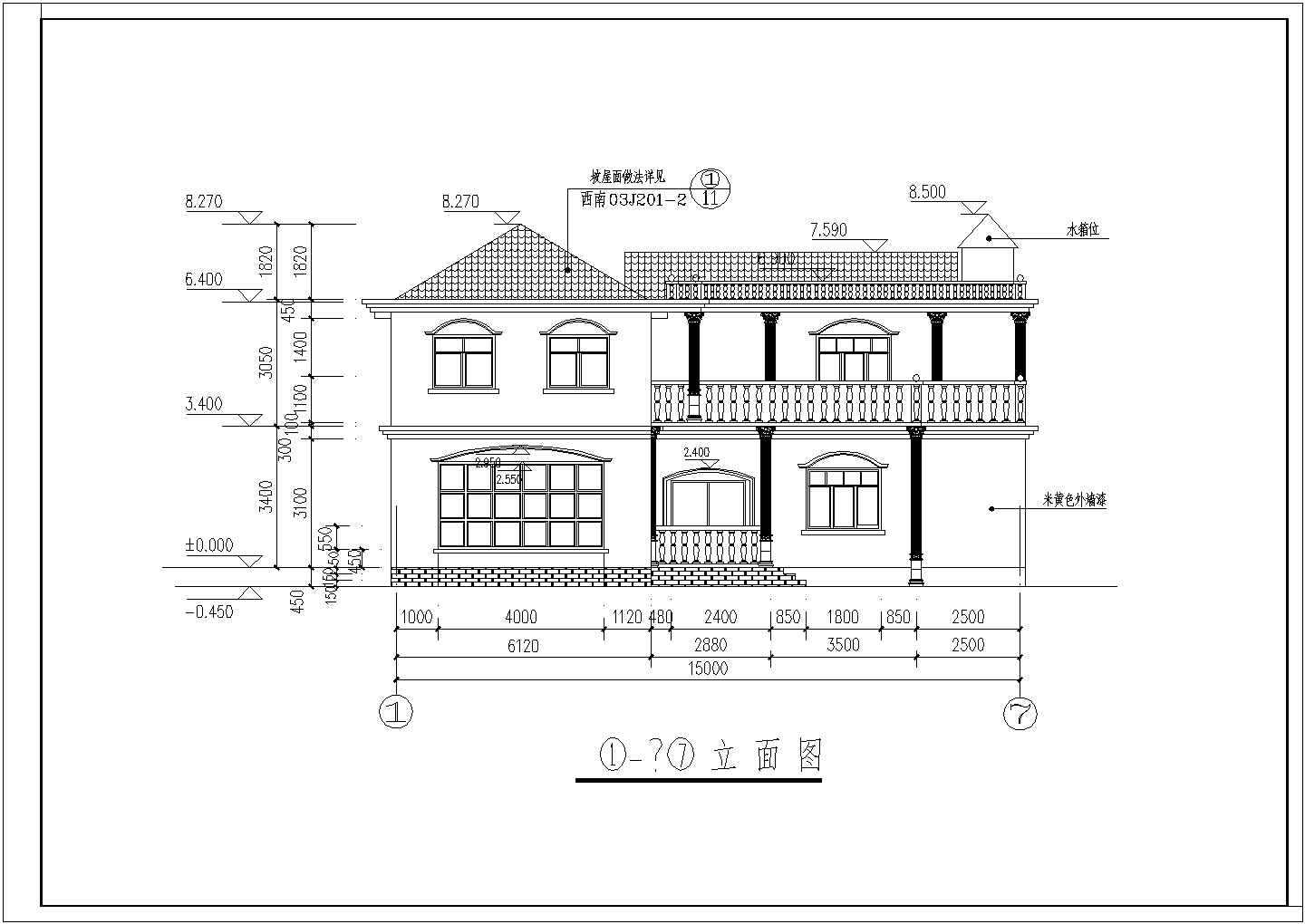 某地二层简欧式别墅建筑方案设计图