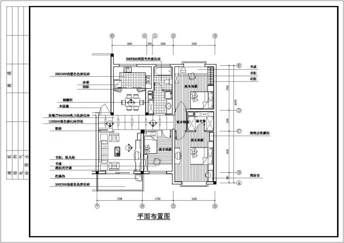 100平方米商品房室内精装修cad施工图_图1