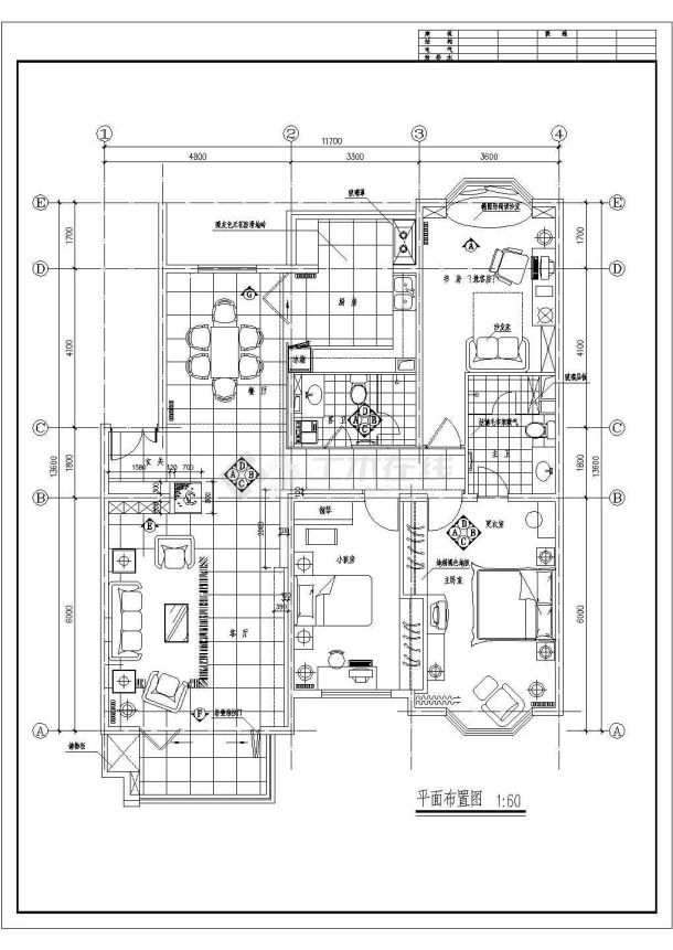 一整套室内精装修cad设计大样施工图纸-图二