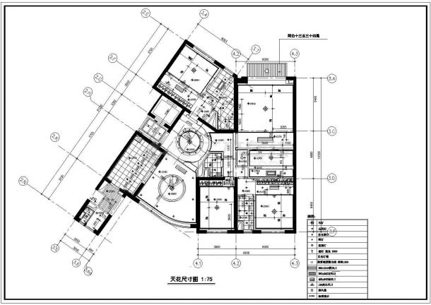 高档住宅户型室内精装修cad施工设计图纸-图二