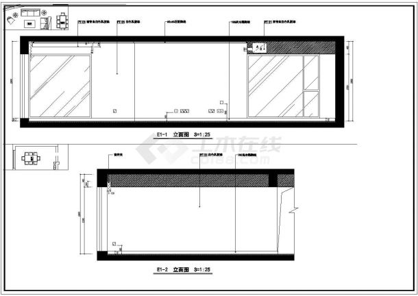 高档住宅室内精装修cad施工设计图-图二