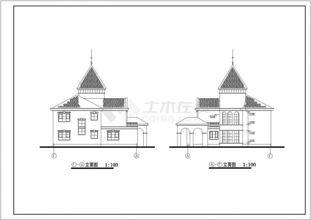 某地区别墅建筑设计施工图纸（共5张）-图二