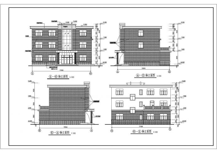 某新农村三层村委小办公楼建筑设计方案图_图1
