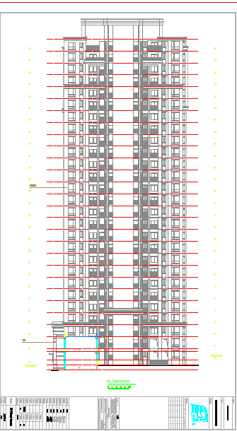 [浙江]二十七层塔式住宅平立剖面图-图二