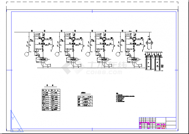 水电站水系统及剖面详细cad设计施工图-图二