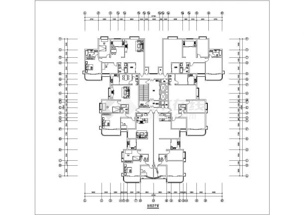 某地区小型点式高层建筑户型施工设计图纸-图一