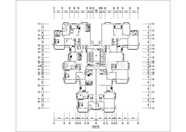 某地区小型点式高层建筑户型施工设计图纸-图二