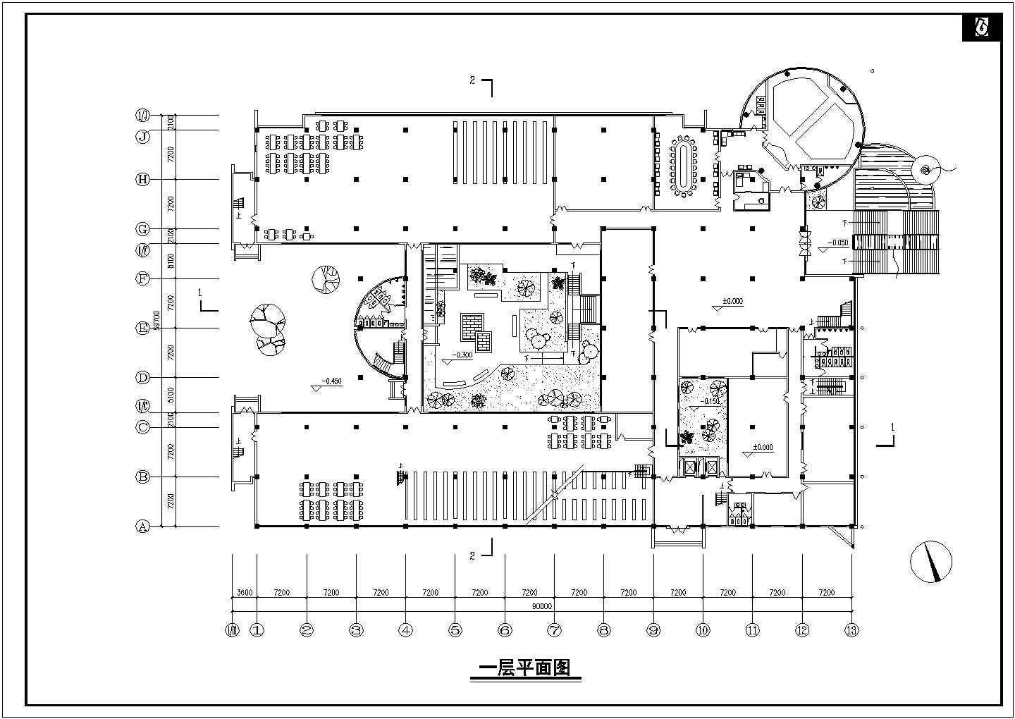 某地区大学图书馆建筑cad施工图