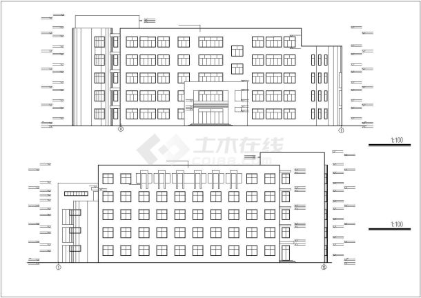 某地区小学综合楼建筑cad图（全套）-图二