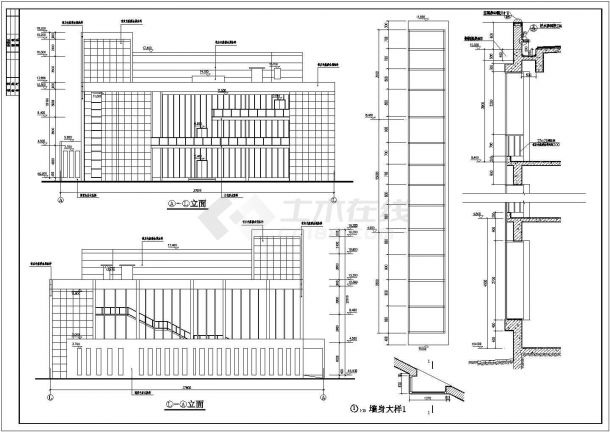 某地区3层办公楼建筑施工图纸（效果图）-图二