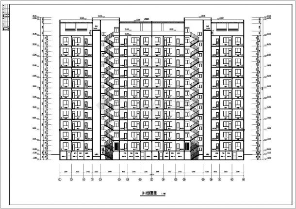 山东某11层剪力墙结构住宅楼建筑设计方案图-图一