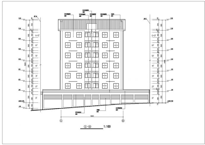 某地六层坡屋顶商住楼建筑设计施工图_图1