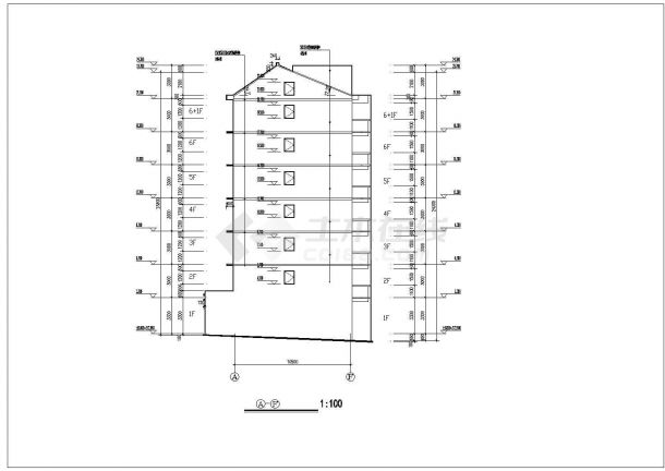 某地六层坡屋顶商住楼建筑设计施工图-图二