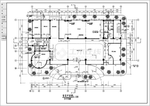 某地6层框架结构办公楼CAD设计图纸-图二