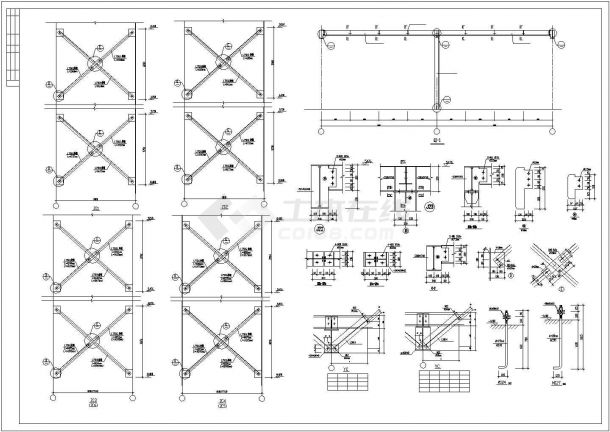 新建轻钢工厂框架设计CAD平面图-图一