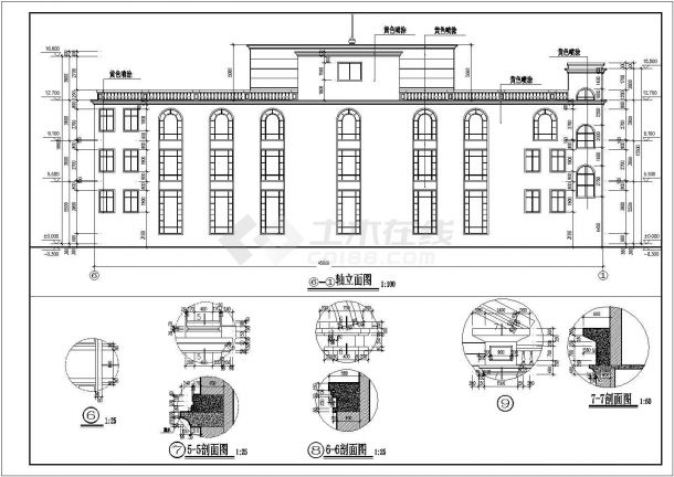 某地三层框架结构欧式综合楼建筑设计施工图-图二