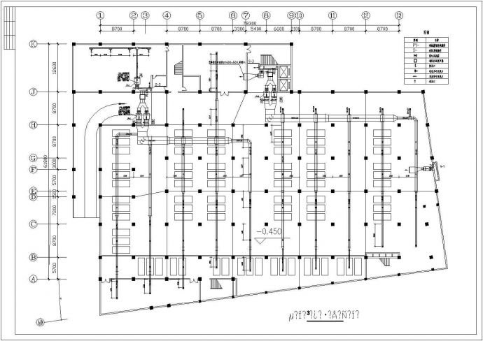 某仓储商场中央空调整套系统cad施工方案图_图1