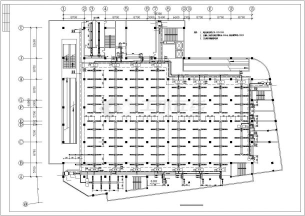 某仓储商场中央空调整套系统cad施工方案图-图二