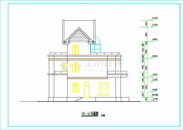 简欧风格三层舒适自建别墅详细建筑设计图-图二
