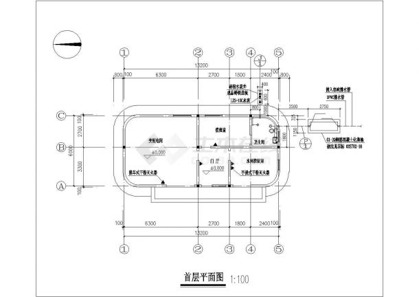 变电管理房给排水平面及系统设计图纸-图一