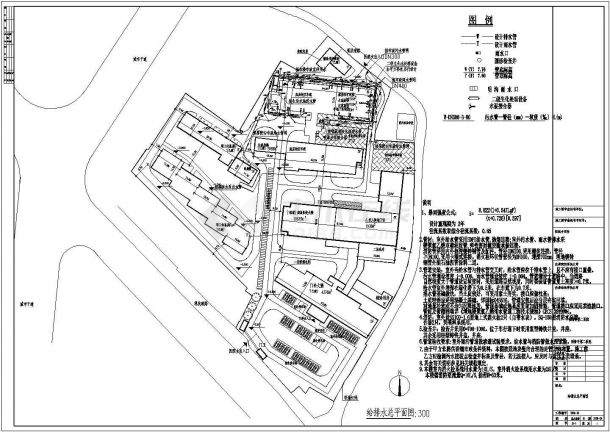 福清市第二医院五层给排水施工图纸-图一