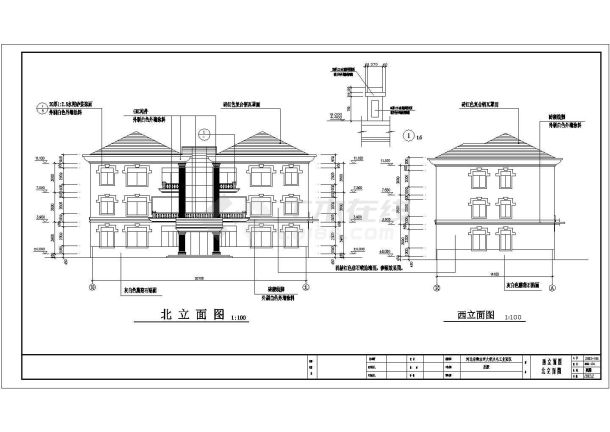 北方豪华别墅建筑设计施工图（共7张）-图一