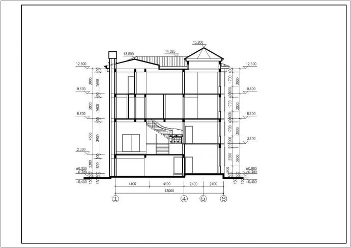 某市别墅建筑设计施工图（共13张）_图1