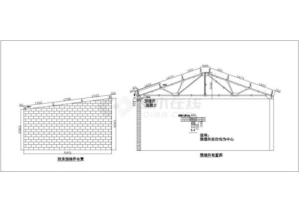 某地房屋三角钢屋架结构设计施工图-图一