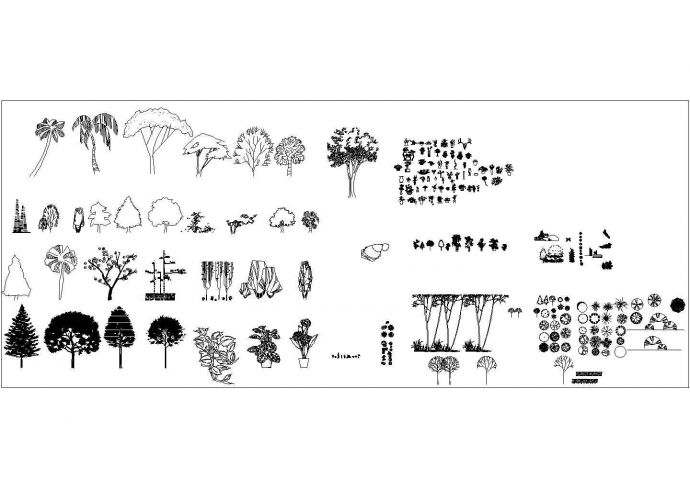 多种景观植物详细cad立面素材图库_图1