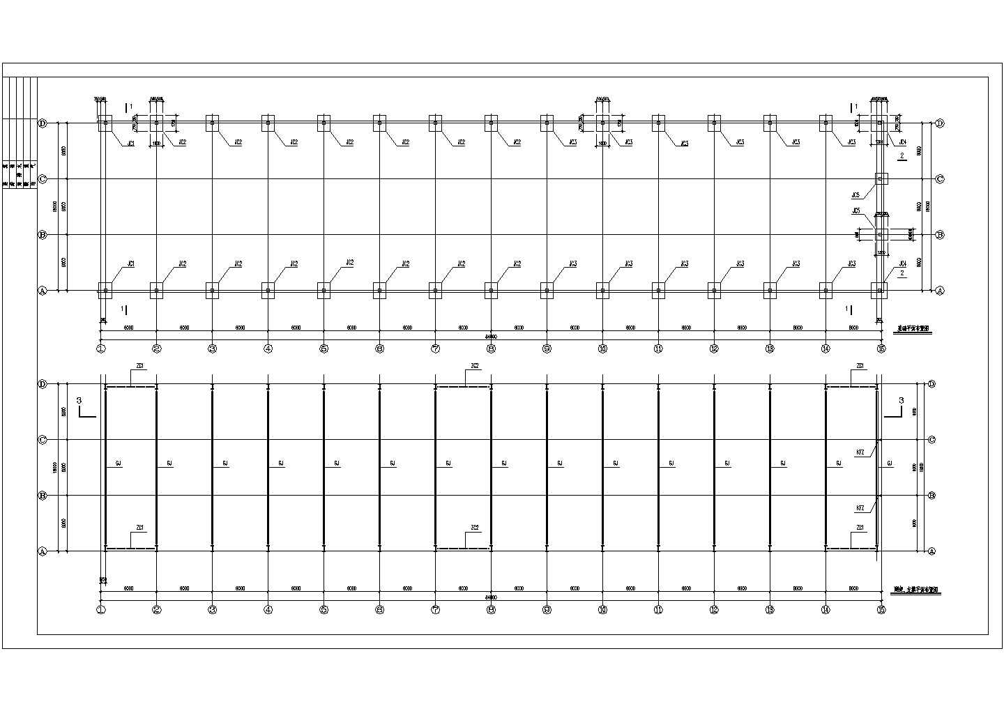 某单层钢结构厂房建筑结构cad全套施工图纸