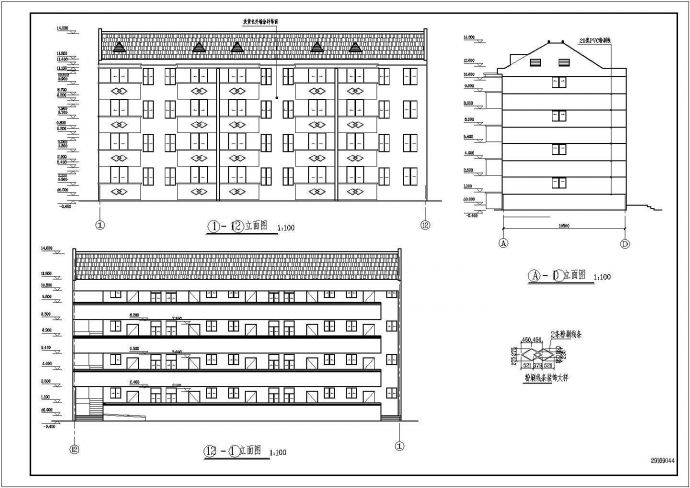 某地四层框架结构宿舍楼建筑设计方案图_图1