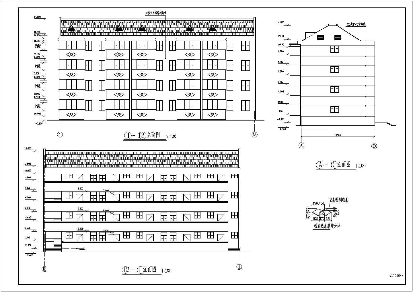 某地四层框架结构宿舍楼建筑设计方案图