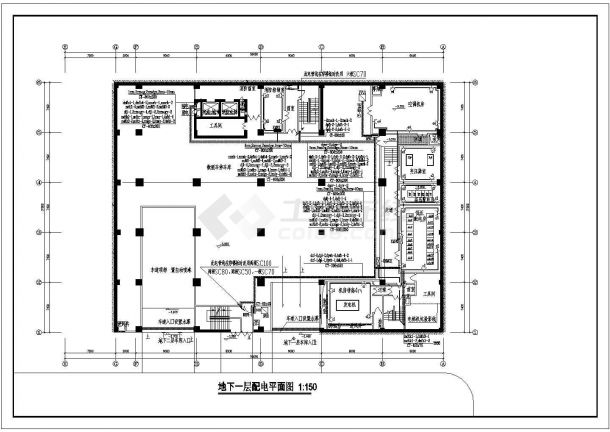 某大厦办公楼强电设计方案及施工全套CAD图纸-图二
