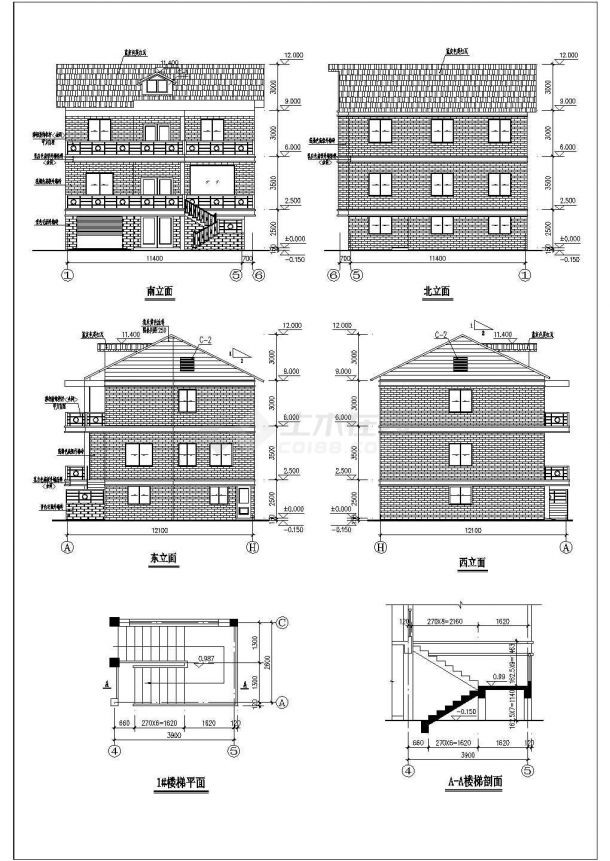 某地3层框架结构别墅全套建筑结构施工图-图一