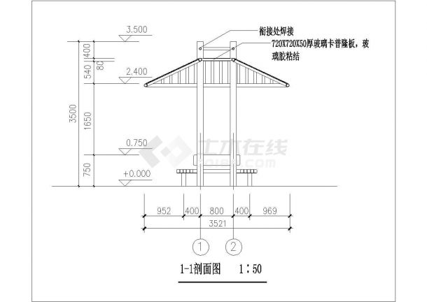 园林绿化工程之56种亭廊花架很施工说明图-图一