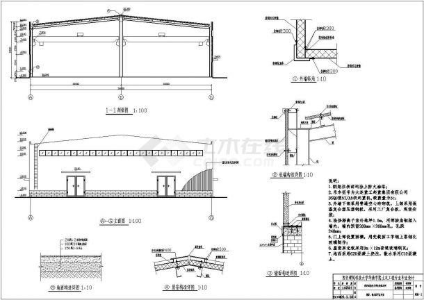西安市单层门式刚架厂房全套结构毕业设计（含吊车）-图二