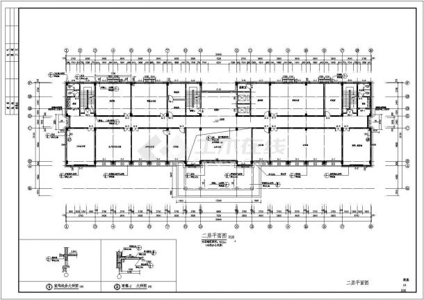 某框架办公楼建筑结构CAD设计施工图纸-图二