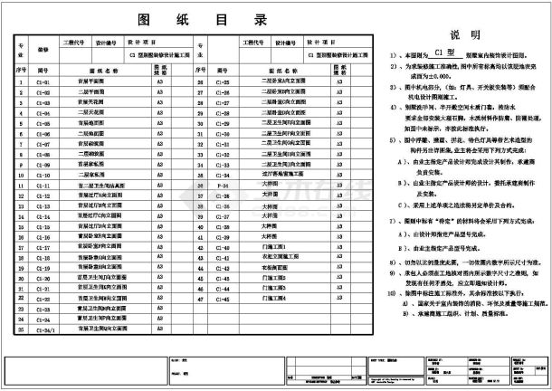 地中海风格别墅建筑设计CAD施工图-图二