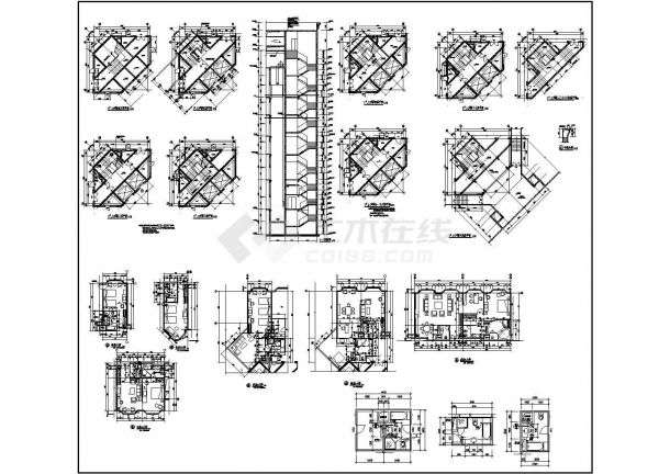 完整的高层酒店建筑全套施工CAD设计图纸-图二