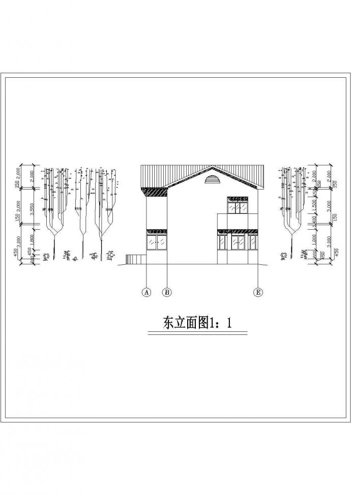 家庭小别墅建筑设计平立剖面图（共8张）_图1