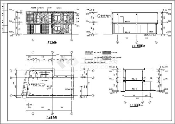 某地两层框架结构物业楼建筑施工图-图二