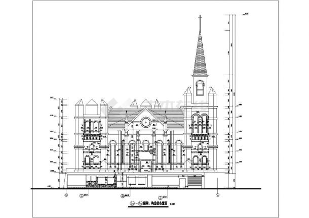 某地现浇框架结构基督教堂结构设计图-图二