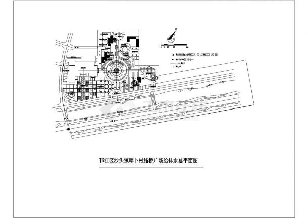 邗江区沙头镇邱卜村施桥广场景观工程施工图-图一