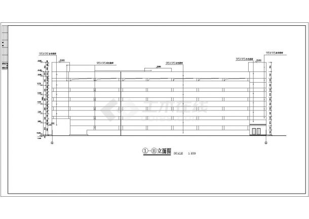 某地六层框架结构停车库建筑设计施工图-图一
