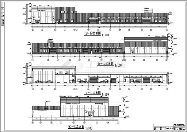 某地二层钢框架结构丰田4S店建筑结构施工图-图一